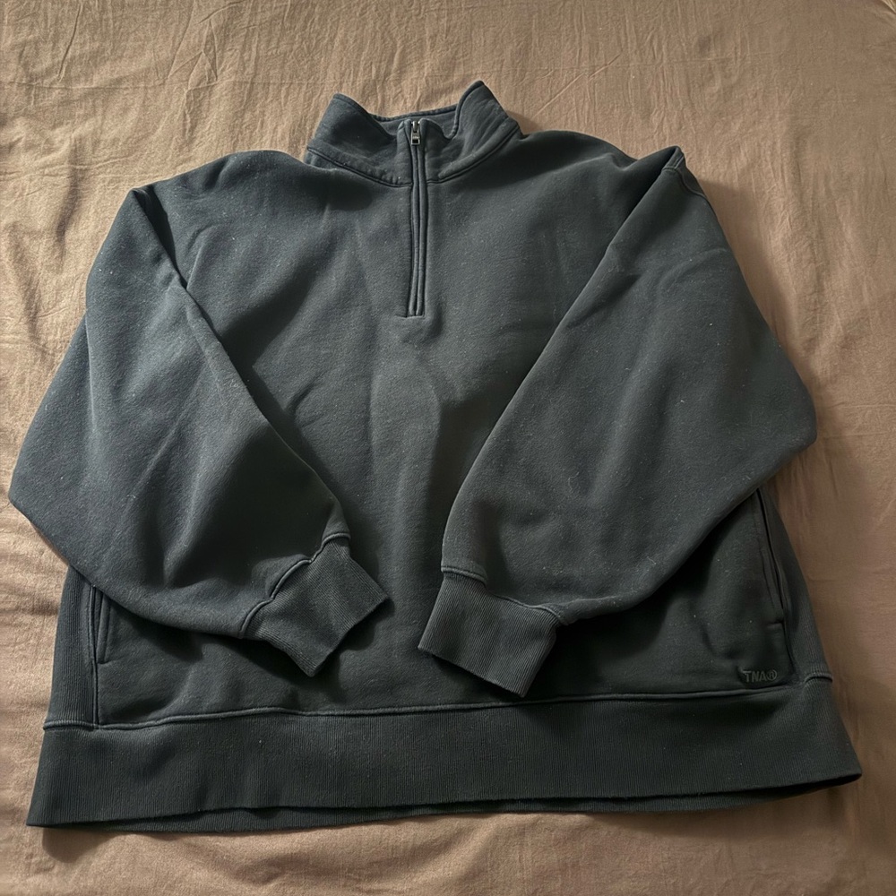 Aritzia Cozy Sweatfleece Boyfriend 1/2 Zip Sweatshirt size 2XL black
